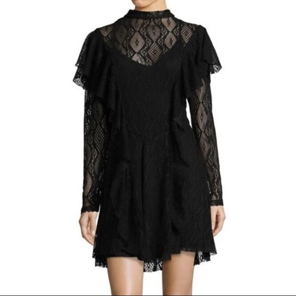 Free people candy wrap black lace dress size small